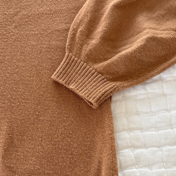 Camel Ruffled Sweater with Button Detail - Picture 4 of 5